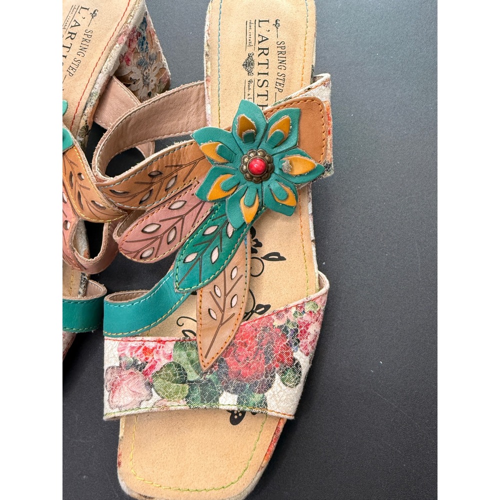 L'Artiste Spring Step‎ Izetru Sandals Floral Block Heel Fairy Whimsy Size 9.5 - Picture 2 of 10